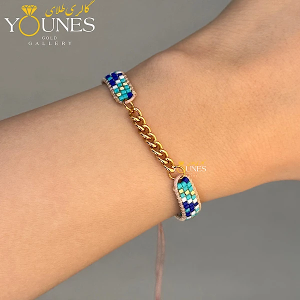 دستبند میوکی  کارتیر طلا آبی فیروزه ای